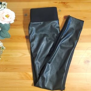 **SOLD*INC International, Black One side Faux Leather Legging, Size XS, Like New